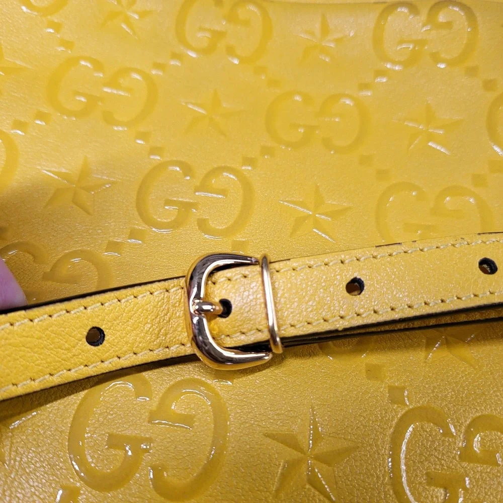 Gucci Womens Interlocking GG Star Crossbody Bag Yellow Size 9"x7"x2"‎ - Picture 6 of 8